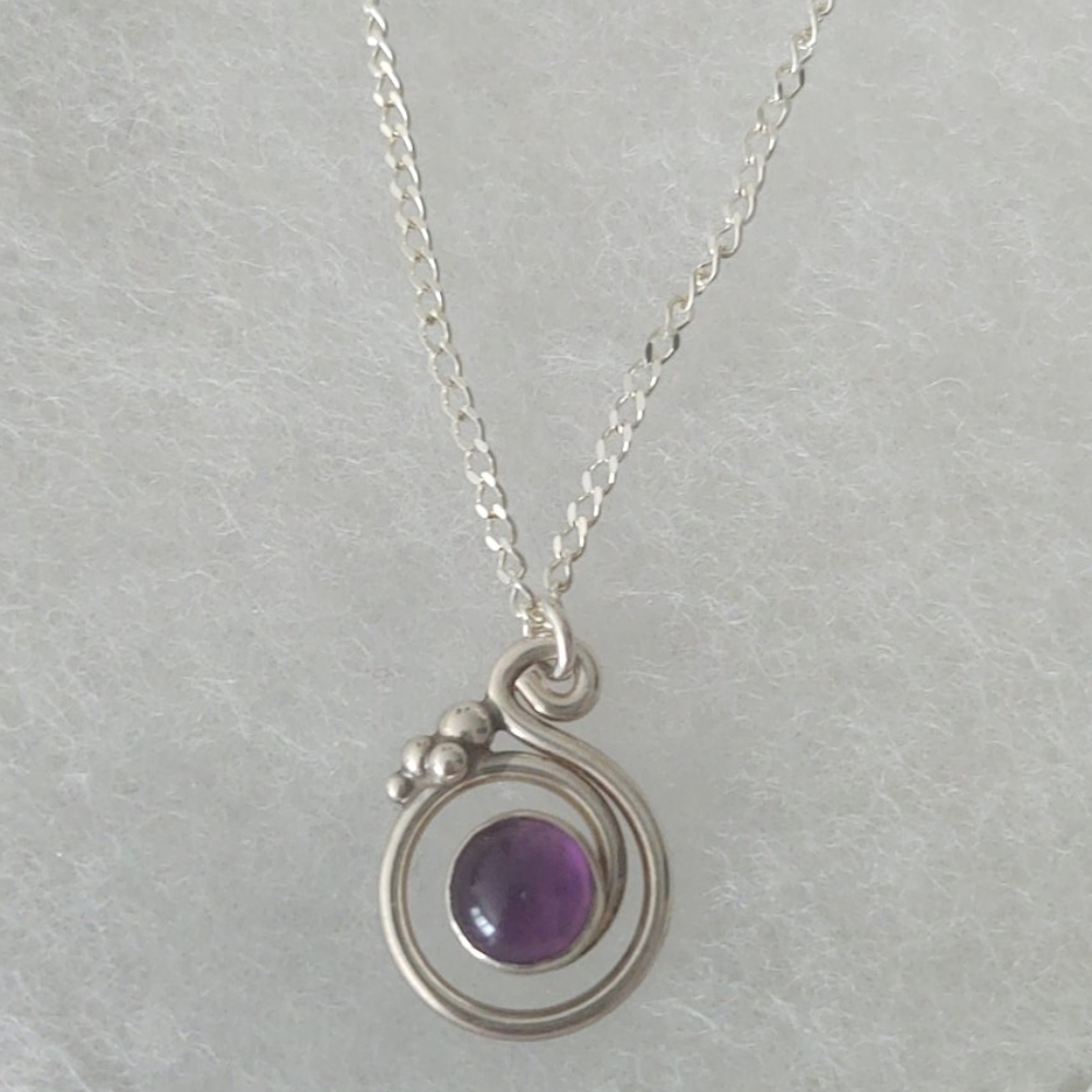 Unique Purple Spiral Pendant Necklace